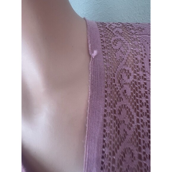 Peach pink Lace floral Open Front Kimono Beach Coverup Lightweight relaxed #211 - Picture 5 of 15